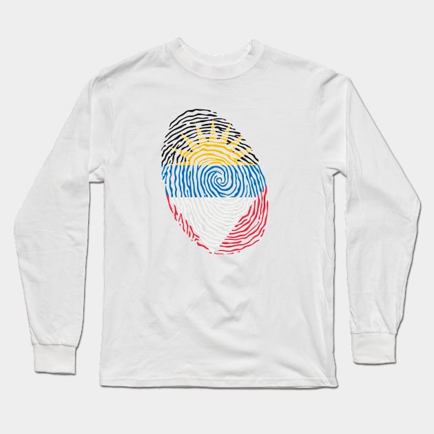 Antigua and Barbuda Fingerprint Long Sleeve T-Shirt by KindlyHarlot